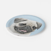 Pug schilderen - Kute Original Dog Art Papieren Bordje (Gekanteld)