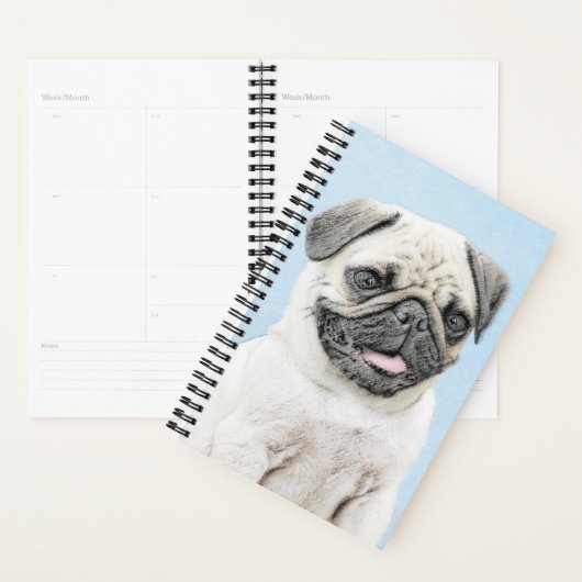 Pug schilderen - Kute Original Dog Art Planner (Display)