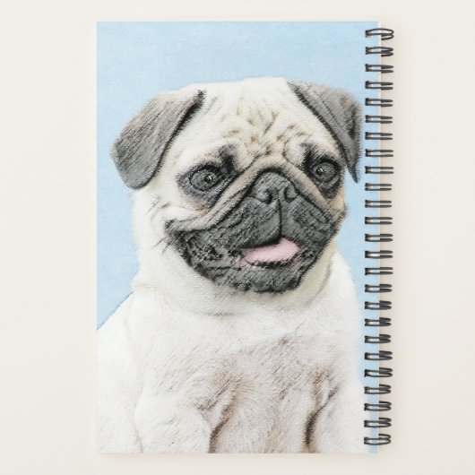 Pug schilderen - Kute Original Dog Art Planner (Achterkant)