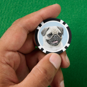 Pug schilderen - Kute Original Dog Art Poker Chips