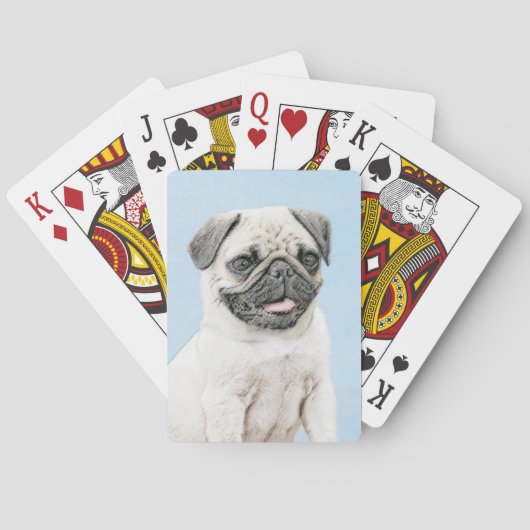 Pug schilderen - Kute Original Dog Art Pokerkaarten (Achterkant)