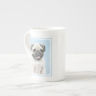 Pug schilderen - Kute Original Dog Art Porselein Kop