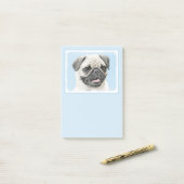 Pug schilderen - Kute Original Dog Art Post-it® Notes (Op bureau)