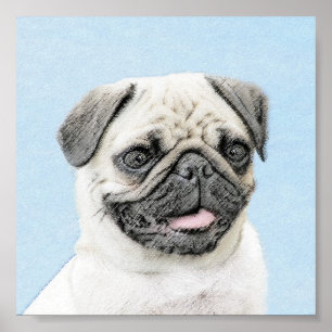 Pug schilderen - Kute Original Dog Art Poster