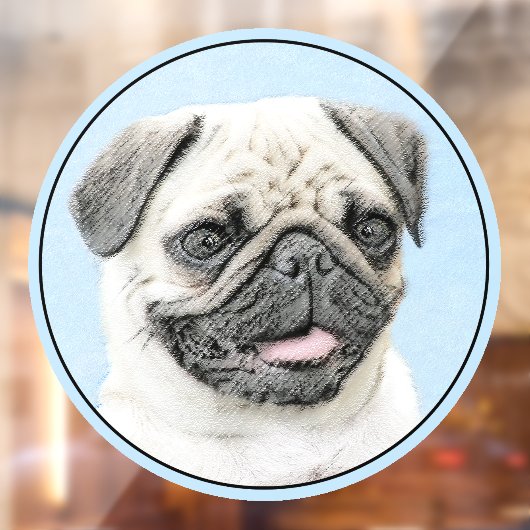 Pug schilderen - Kute Original Dog Art Raamsticker (Vel 2)