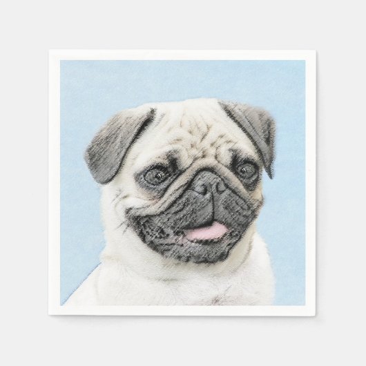 Pug schilderen - Kute Original Dog Art Servetten (Voorkant)