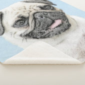 Pug schilderen - Kute Original Dog Art Sherpa Deken (3/4)