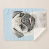 Pug schilderen - Kute Original Dog Art Sherpa Deken (Voorkant (horizontaal))