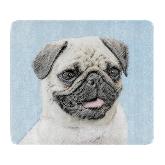 Pug schilderen - Kute Original Dog Art Snijplank (Voorkant)