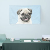 Pug schilderen - Kute Original Dog Art Spandoek (Beurs)