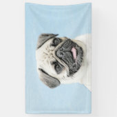 Pug schilderen - Kute Original Dog Art Spandoek (Verticaal)