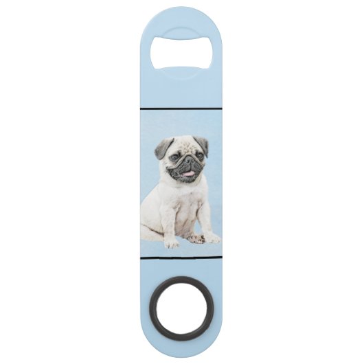 Pug schilderen - Kute Original Dog Art Speed Flessenopener (Achterkant)