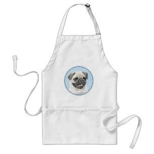 Pug schilderen - Kute Original Dog Art Standaard Schort