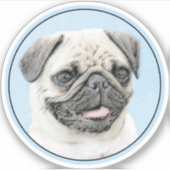 Pug schilderen - Kute Original Dog Art Sticker (Voorkant)