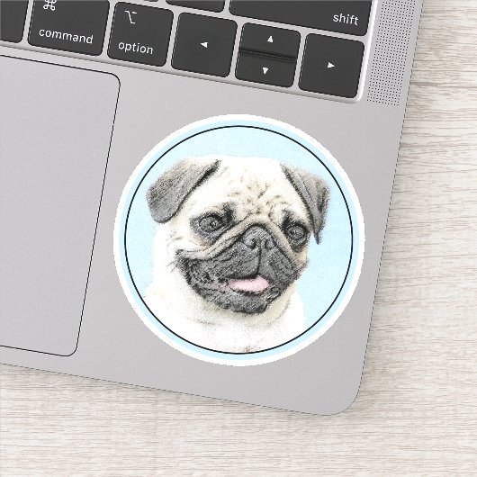 Pug schilderen - Kute Original Dog Art Sticker (Detail)