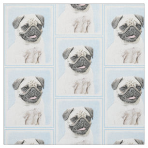 Pug schilderen - Kute Original Dog Art Stof