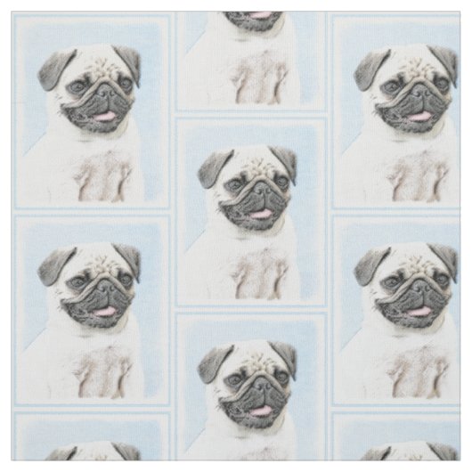 Pug schilderen - Kute Original Dog Art Stof (Swatch)