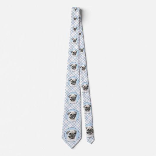 Pug schilderen - Kute Original Dog Art Stropdas (Voorkant)
