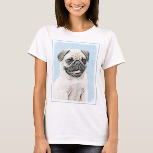Pug schilderen - Kute Original Dog Art T-shirt (Voorkant)