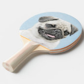 Pug schilderen - Kute Original Dog Art Tafeltennisbatje (Voorkant Gekanteld)