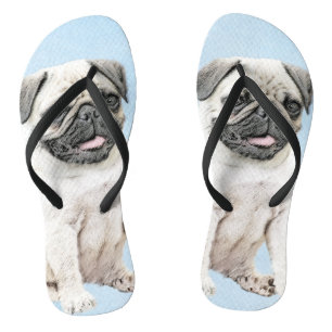 Pug schilderen - Kute Original Dog Art Teenslippers