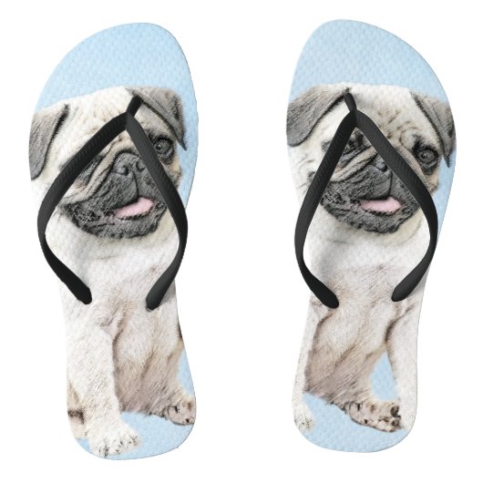 Pug schilderen - Kute Original Dog Art Teenslippers (Voetbed)