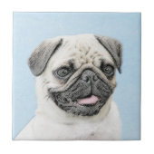 Pug schilderen - Kute Original Dog Art Tegeltje (Voorkant)