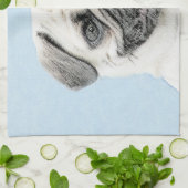Pug schilderen - Kute Original Dog Art Theedoek (Gevouwen)