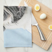 Pug schilderen - Kute Original Dog Art Theedoek (Quarter Fold)