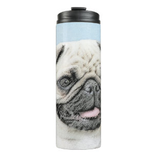 Pug schilderen - Kute Original Dog Art Thermosbeker
