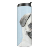Pug schilderen - Kute Original Dog Art Thermosbeker (Gedraaid links)