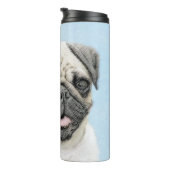 Pug schilderen - Kute Original Dog Art Thermosbeker (Geroteerd rechts)