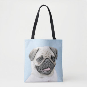 Pug schilderen - Kute Original Dog Art Tote Bag
