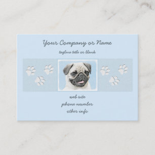 Pug schilderen - Kute Original Dog Art Visitekaartje