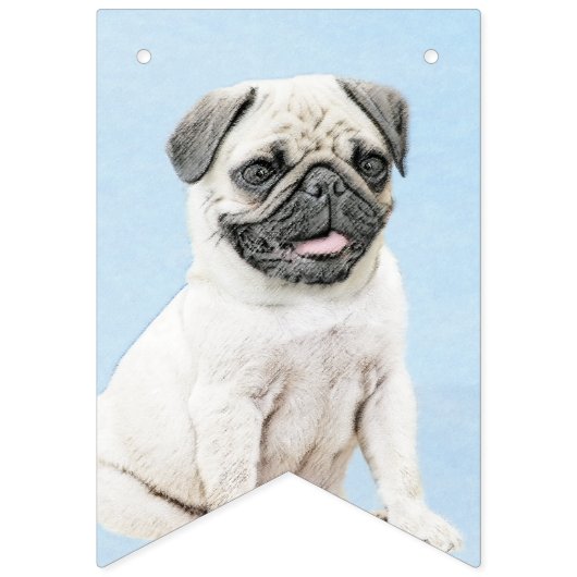 Pug schilderen - Kute Original Dog Art Vlaggetjes (Eerste vlag)