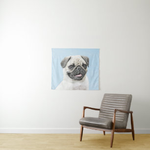 Pug schilderen - Kute Original Dog Art Wandkleed