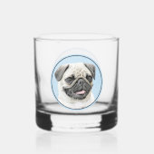 Pug schilderen - Kute Original Dog Art Whisky Glas (Achterkant)