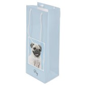 Pug schilderen - Kute Original Dog Art Wijn Cadeautas (Voorkant Gekanteld)