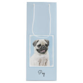 Pug schilderen - Kute Original Dog Art Wijn Cadeautas (Voorkant)