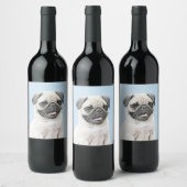 Pug schilderen - Kute Original Dog Art Wijn Etiket (Flessen)