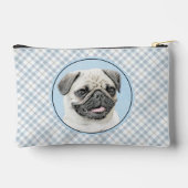 Pug Schilderij Fawn Zilver Schattige Originele Pet Etui (Achterkant)