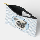 Pug Schilderij Fawn Zilver Schattige Originele Pet Etui (Open)