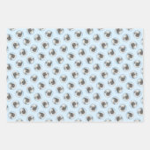 Pug Schilderij Fawn Zilver Schattige Originele Pet Inpakpapier Vel (Voorkant)