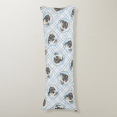 Pug Schilderij Fawn Zilver Schattige Originele Pet Lichaamskussen (Voorkant Verticaal)