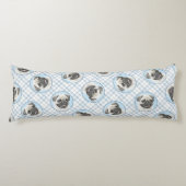 Pug Schilderij Fawn Zilver Schattige Originele Pet Lichaamskussen (Voorkant)