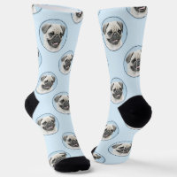Pug Schilderij Fawn Zilver Schattige Originele Pet