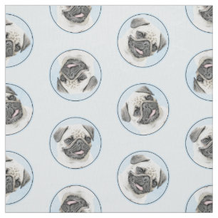 Pug Schilderij Fawn Zilver Schattige Originele Pet Stof