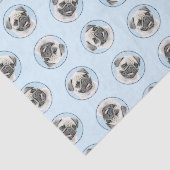 Pug Schilderij Fawn Zilver Schattige Originele Pet Tissuepapier (Detail)