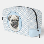 Pug Schilderij Fawn Zilver Schattige Originele Pet Toilettasje (Rechterhoek)