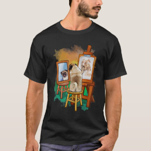 Pug Schilderij Pitbull Artist Art Dierenvriend Gra T-shirt